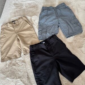 Place Boys' Shorts Trio - Black, Tan, Gray
